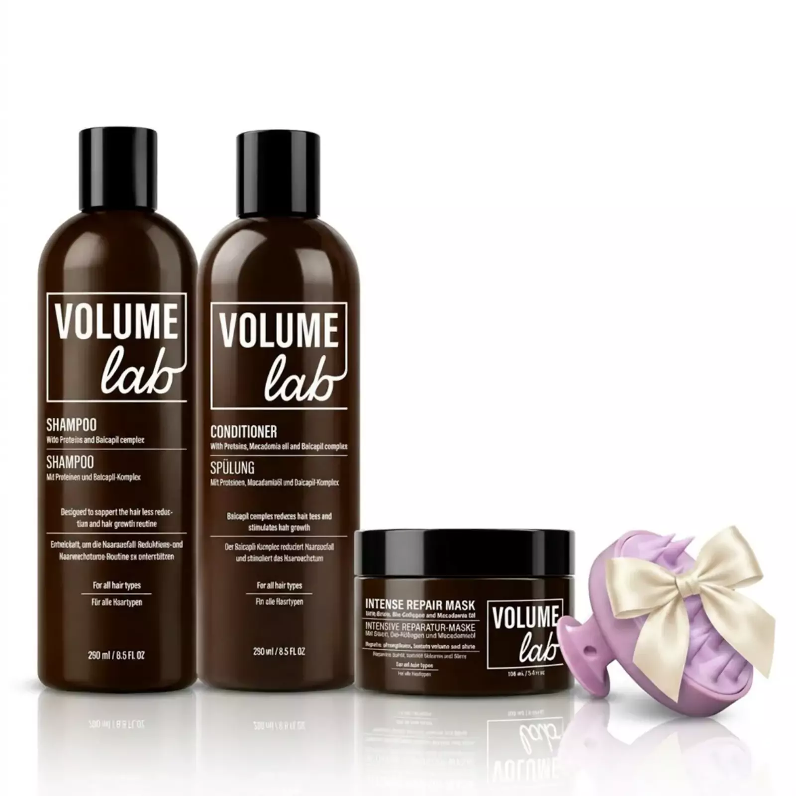 Kevätale! Volume Lab -sarja: Shampoo, Hiusbalsami, Hiusnaamio + LAHJA: hiustenkasvua lisäävä laite Kevätale! Volume Lab -sarja: Shampoo, Hiusbalsami, Hiusnaamio + LAHJA: hiustenkasvua lisäävä laite